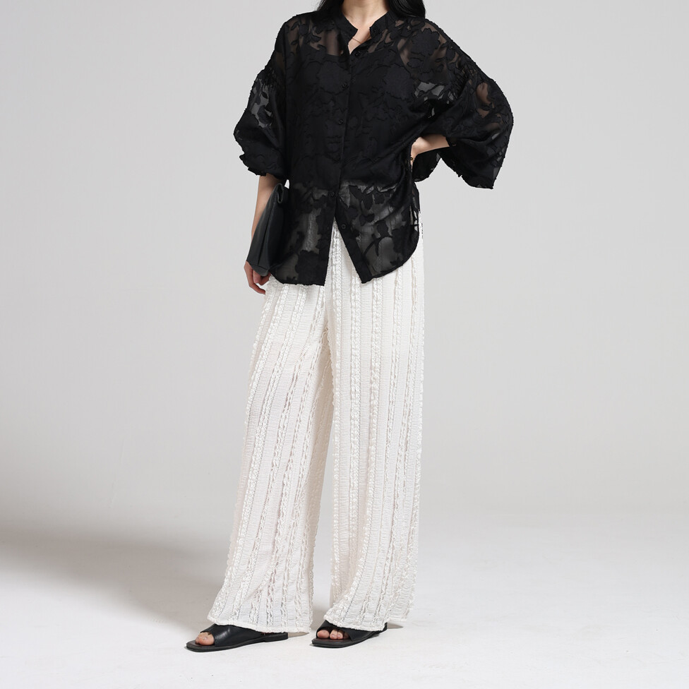 メロウレースラインシアーワイドパンツ