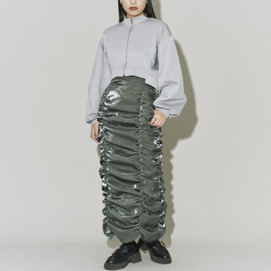 箔オーガンジーギャザーナロースカート