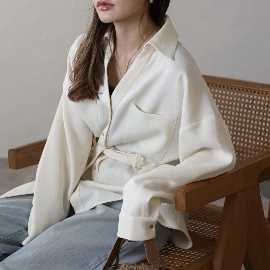 ライトツイードベルト付シャツ