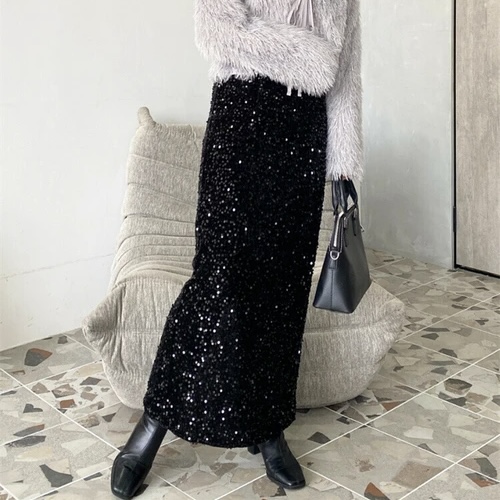 スパンコールロングスカート